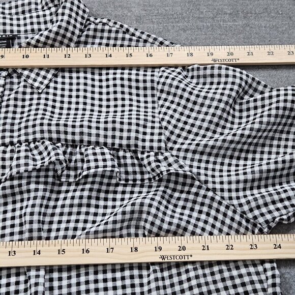 Torrid Top Womens 2X Black White Gingham Buttons LS Ruffles Boho Cottagecore - Picture 4 of 13